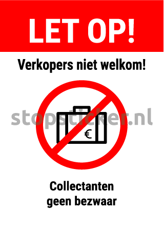 overschrijving vroegrijp Jongleren Let Op Geen Colportage Sticker Rood Wit | StopSticker.nl