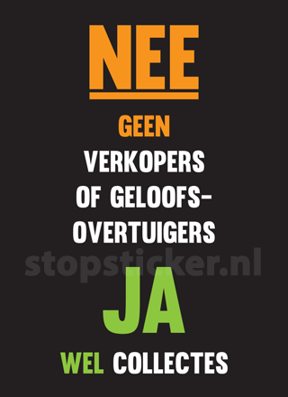 uitspraak komedie Bukken Geen Colportage Sticker Zwart | StopSticker.nl