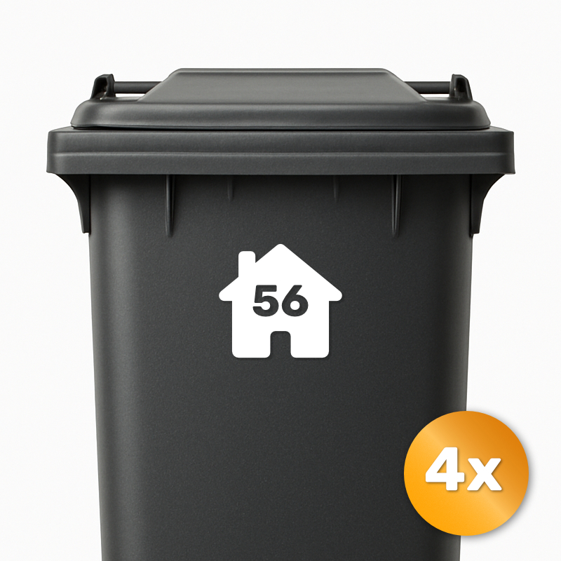 Containersticker eigen huisnummer (4 stuks)